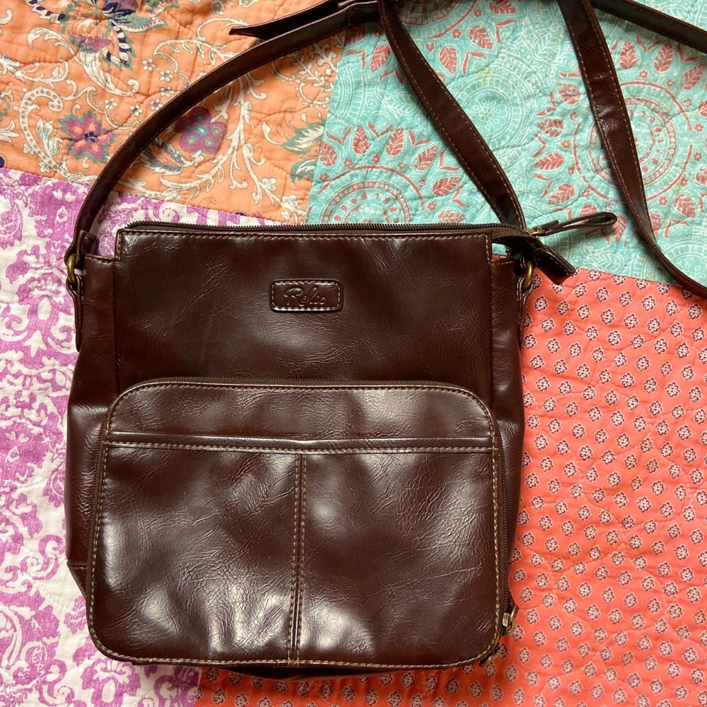 Relic Brown Leather Relic Crossbody Handbag